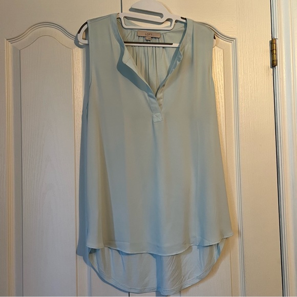 LOFT Light Blue tank top, open neck - Picture 1 of 7